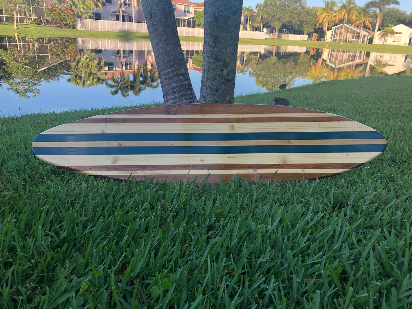 Blue Twist Surfboard Wall Art & Decor | Customizable | Wood Surfboard Decor, Beach House Decor, Coastal Decor