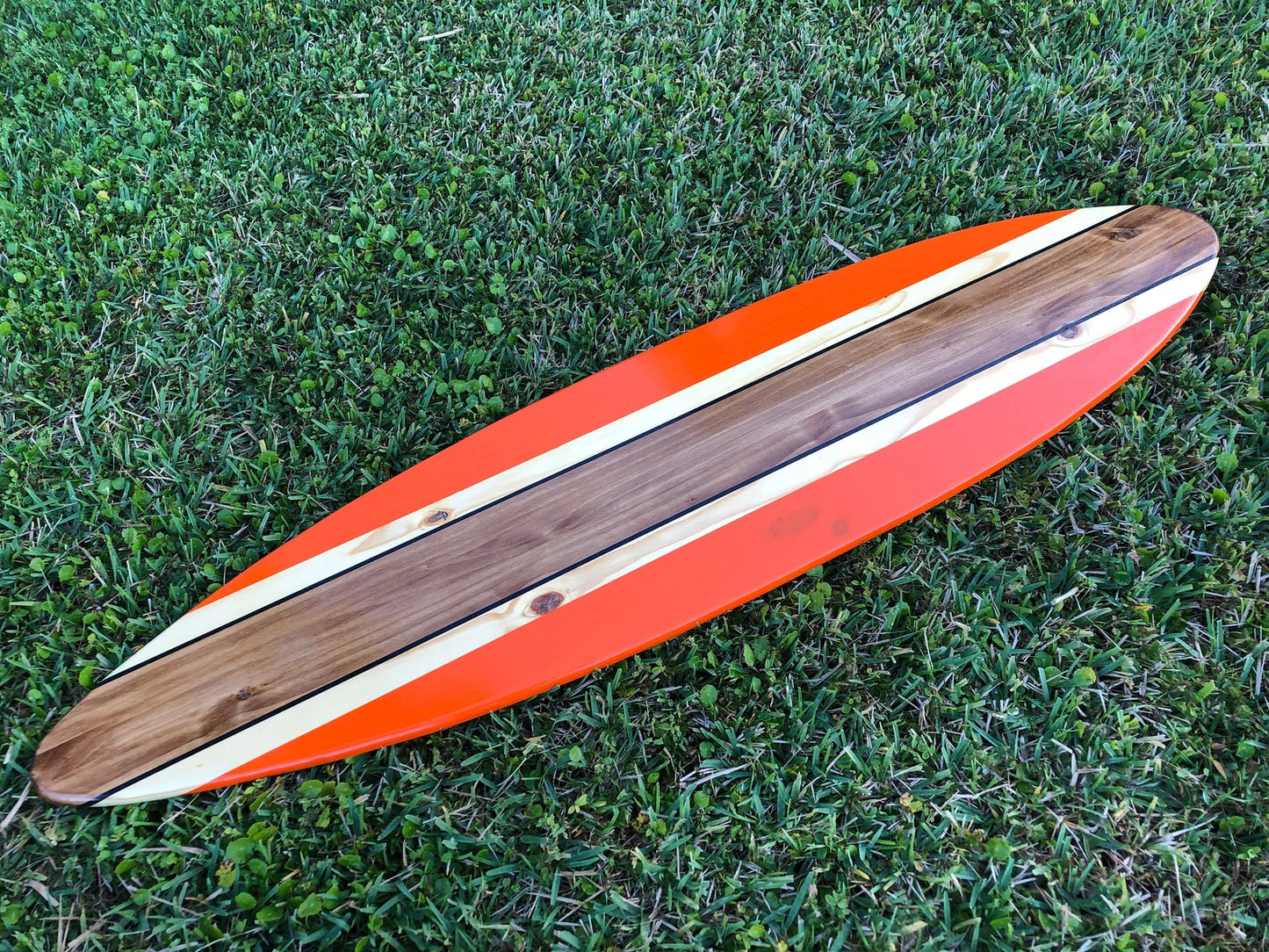 Orange Classic Vintage Style Surfboard Wood Wall Art & Decor | Customizable | Surfboard Decor, Beach House Decor, Coastal Decor
