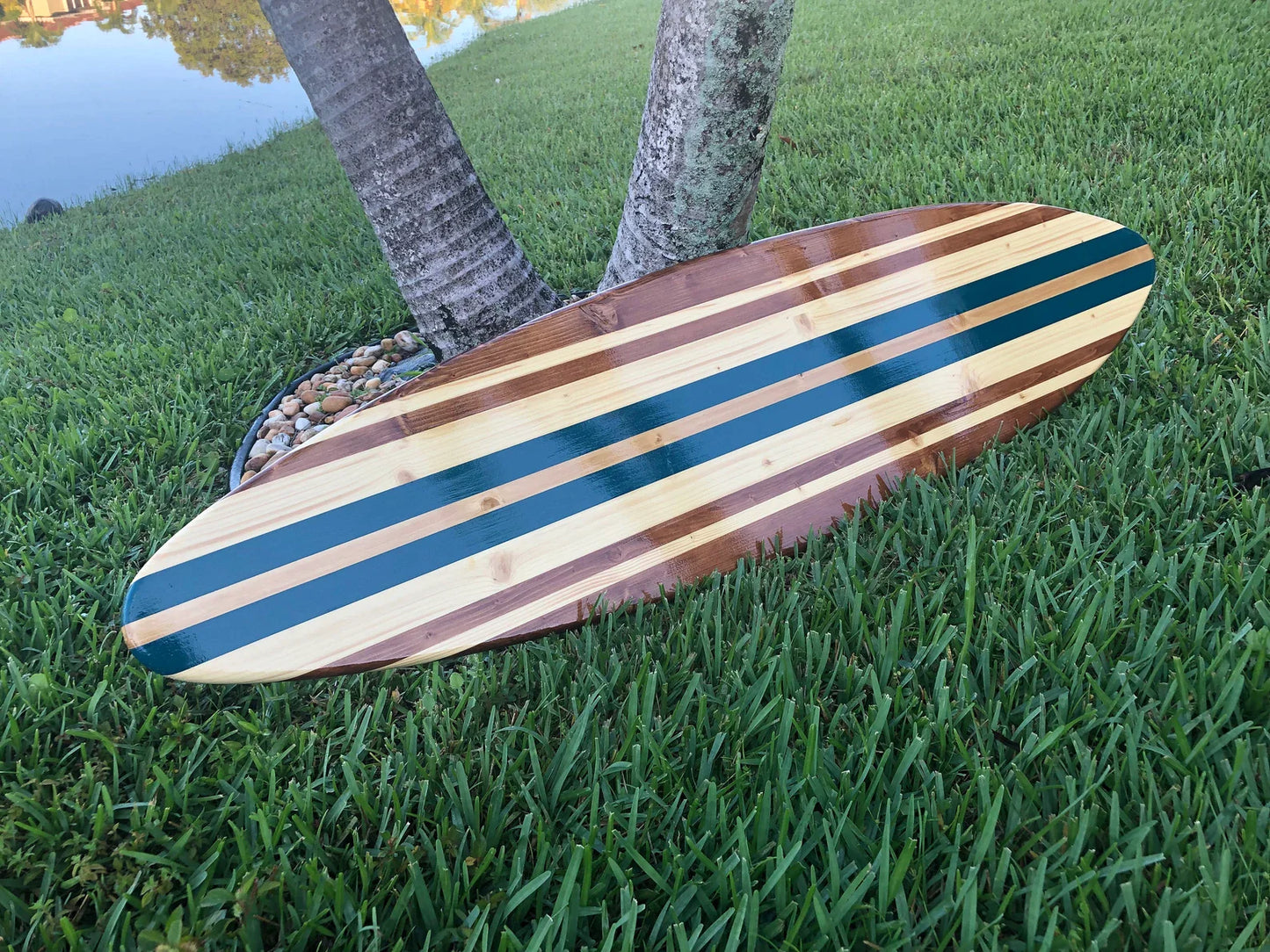 Blue Twist Surfboard Wall Art & Decor | Customizable | Wood Surfboard Decor, Beach House Decor, Coastal Decor