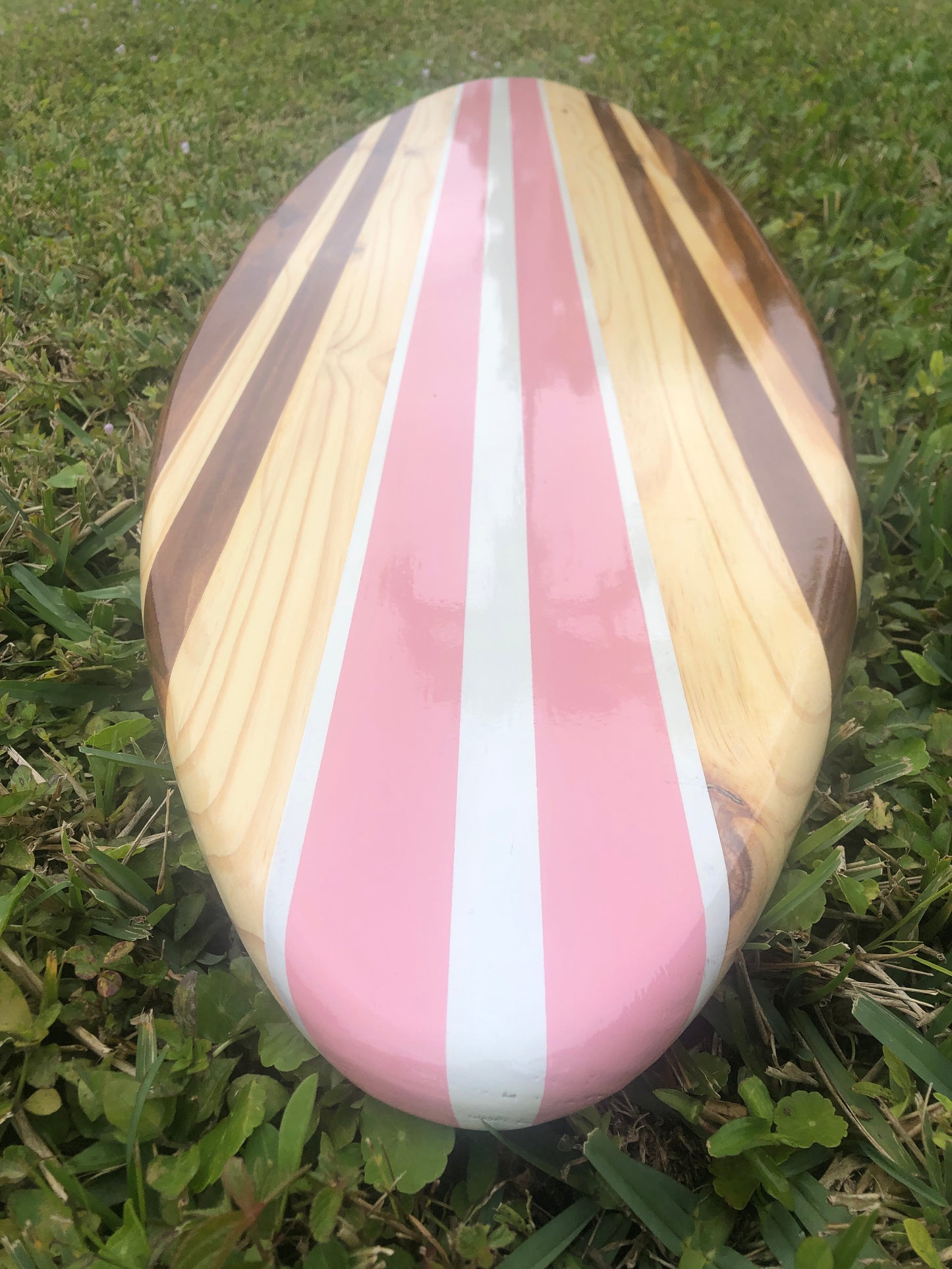 Bella Pink Wooden Surfboard Wall Art | Customizable Coastal Home Decor