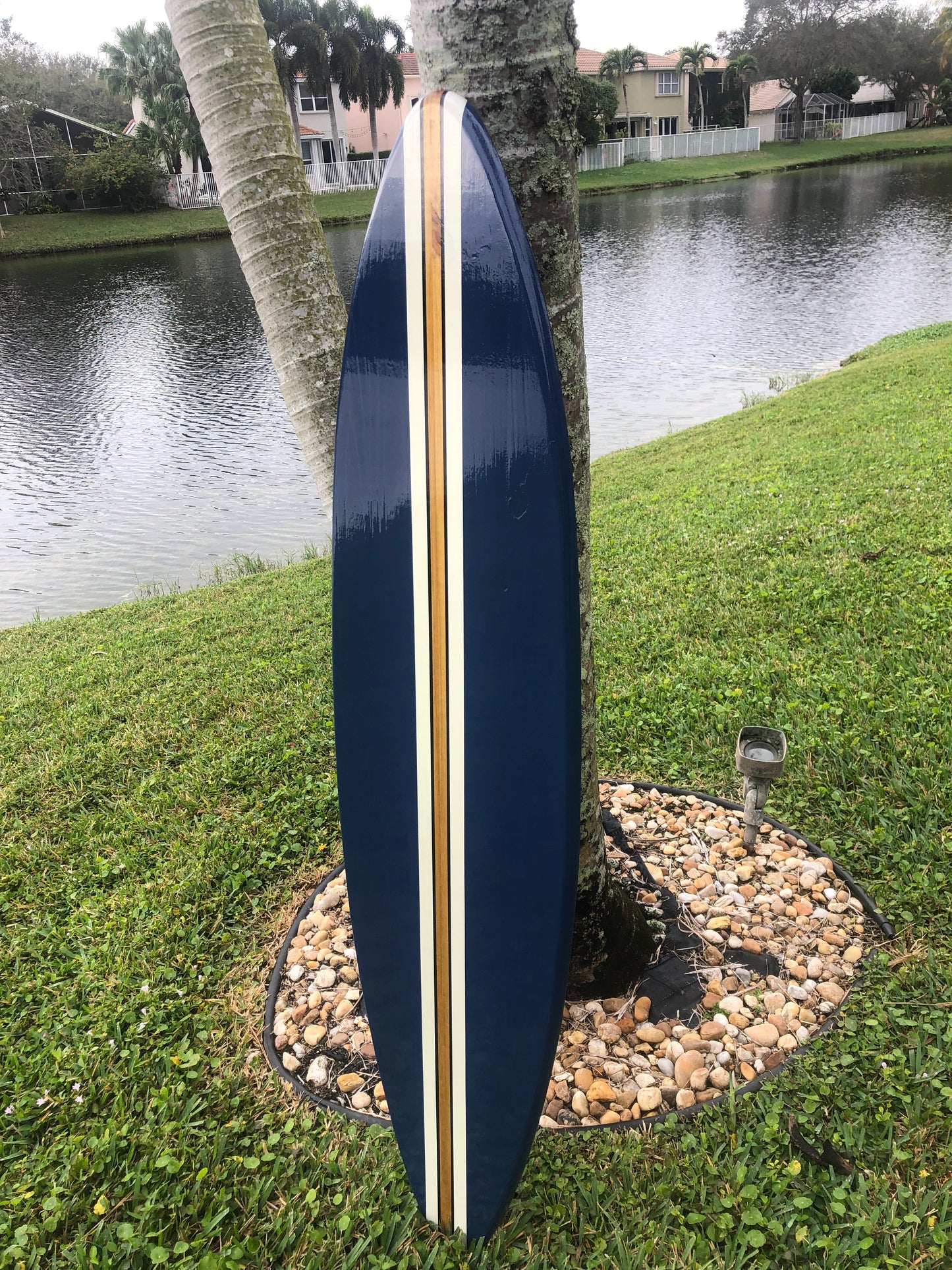 Deep Blue Dreams Wooden Surfboard Wall Art | Customizable Coastal Decor, Surfboard Decor
