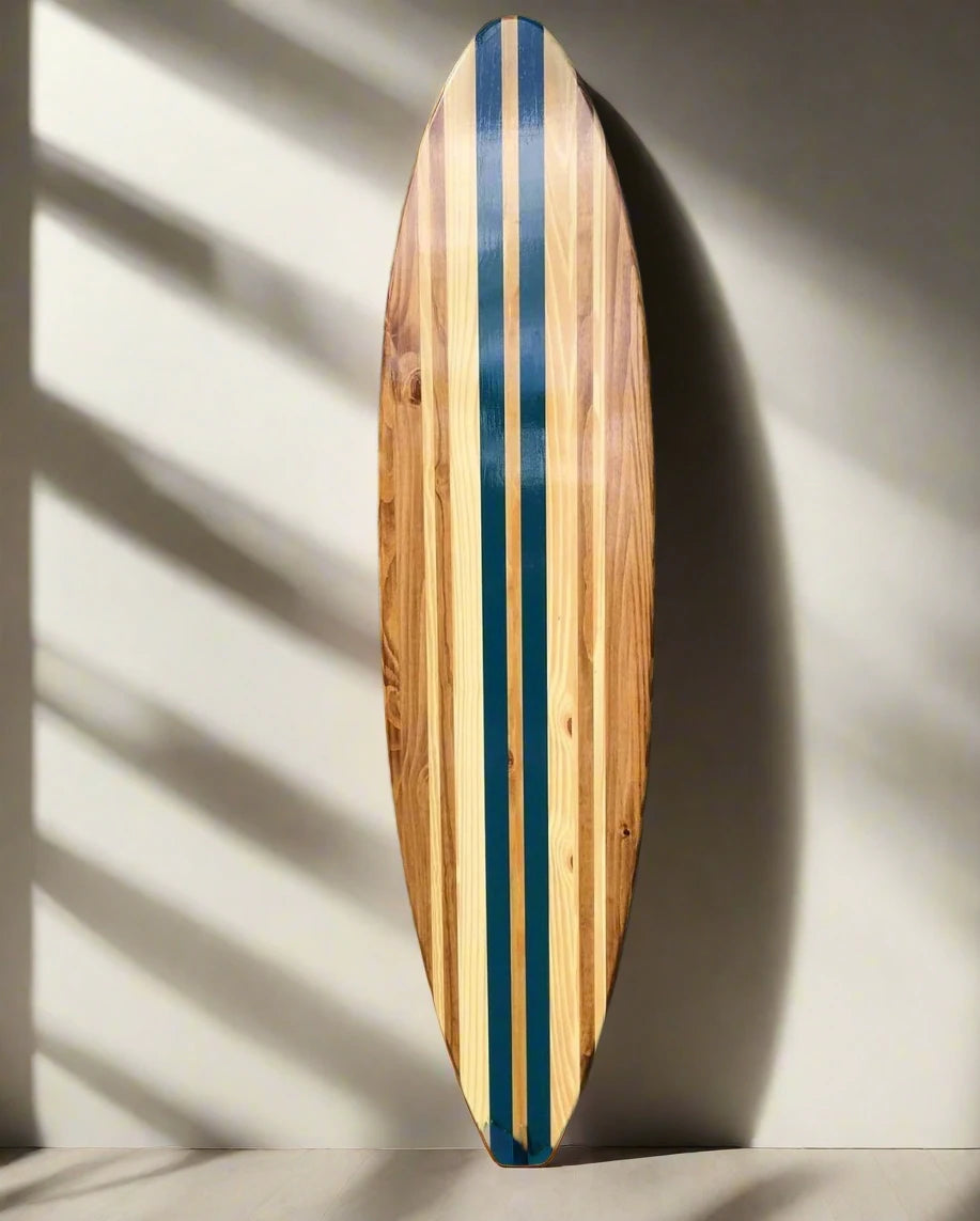 Blue Twist Surfboard Wall Art & Decor | Customizable | Wood Surfboard Decor, Beach House Decor, Coastal Decor