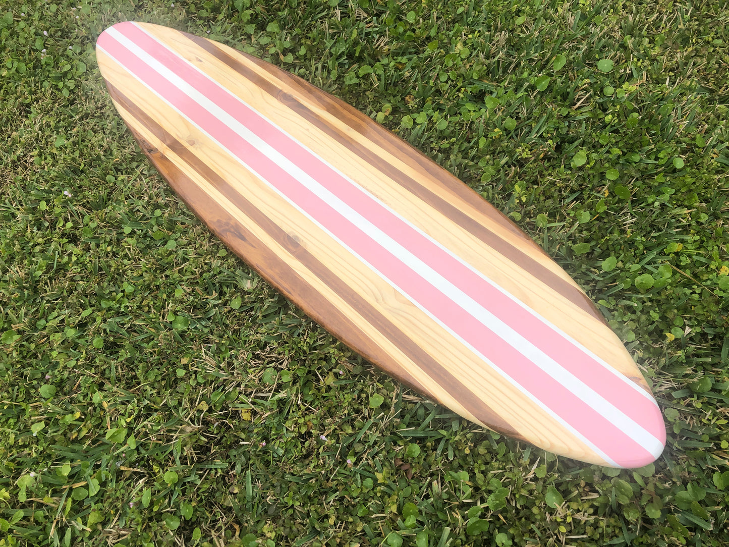 Bella Pink Wooden Surfboard Wall Art | Customizable Coastal Home Decor