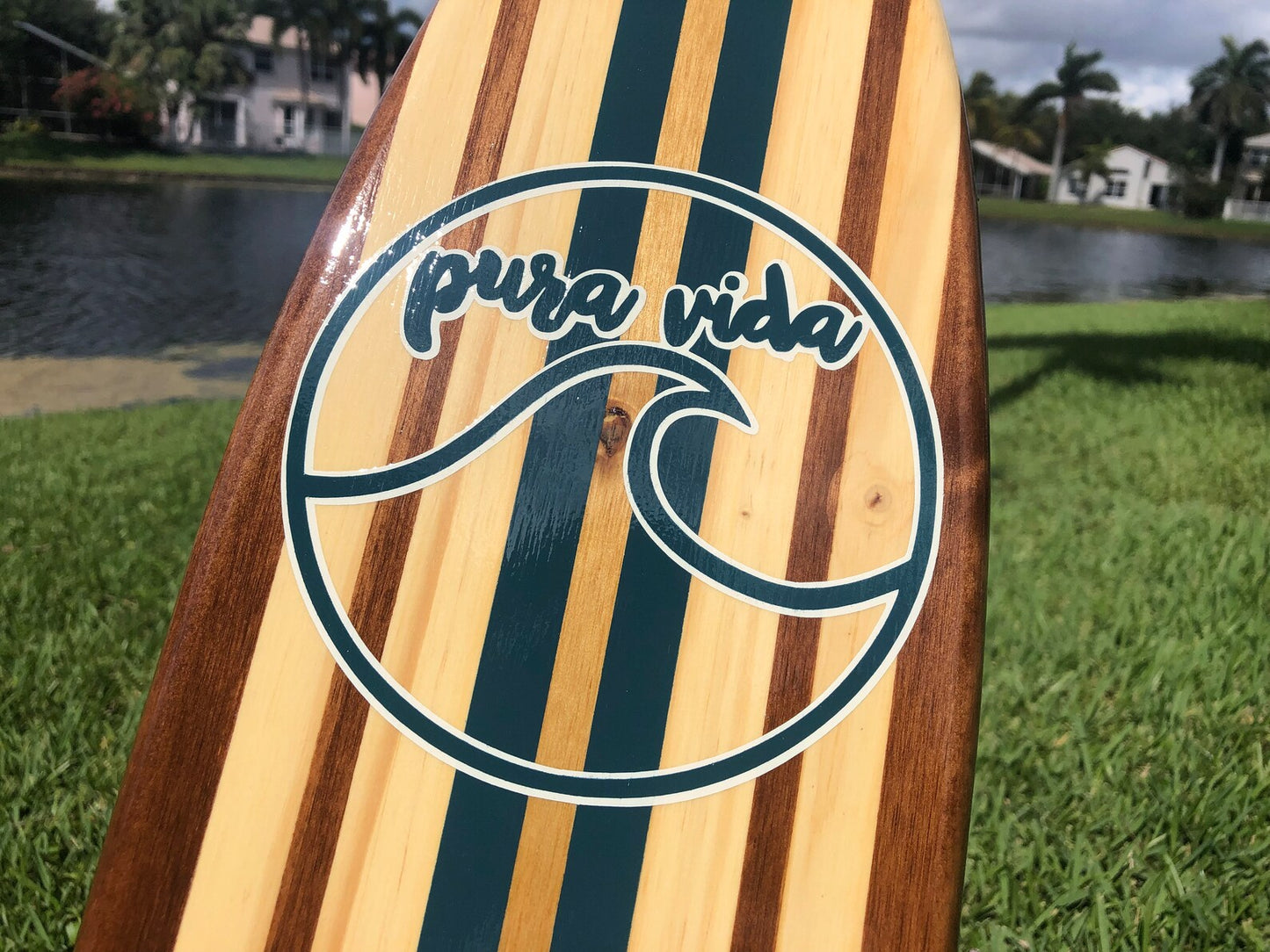 Pura Vida Surfboard Wooden Wall Art & Decor | Customizable | Surfboard Decor, Beach House Decor, Coastal Decor