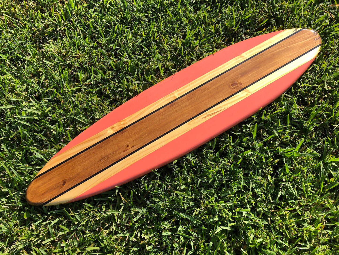 Coral Rail Surfboard Wood Wall Art & Decor | Customizable | Surfboard Decor, Beach House Decor, Coastal Decor