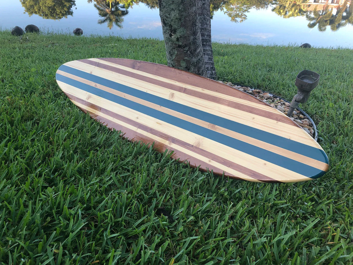 Blue Twist Surfboard Wall Art & Decor | Customizable | Wood Surfboard Decor, Beach House Decor, Coastal Decor