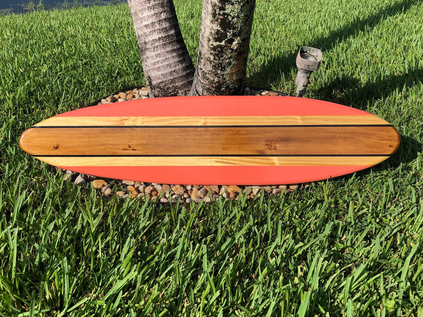 Coral Rail Surfboard Wood Wall Art & Decor | Customizable | Surfboard Decor, Beach House Decor, Coastal Decor
