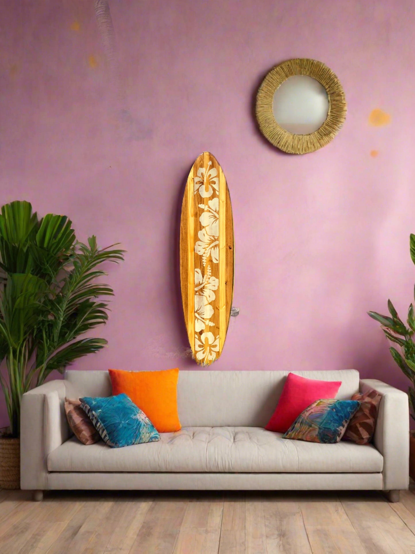 Natural Vintage Distressed Style Surfboard Wood Wall Art & Decor | Customizable | Surfboard Decor, Beach House Decor, Coastal Decor