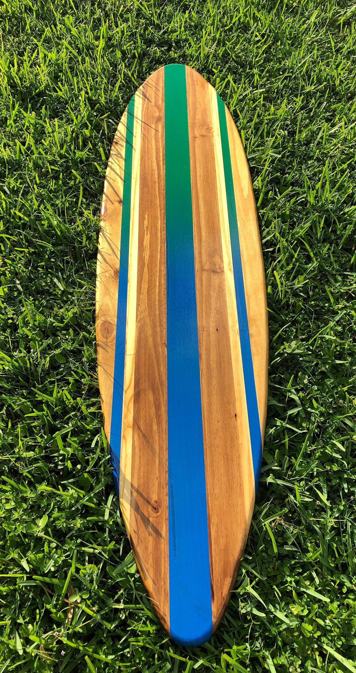 Blue Green Twist Surfboard Wall Art & Decor | Customizable | Wood Surfboard Decor, Beach House Decor, Coastal Decor
