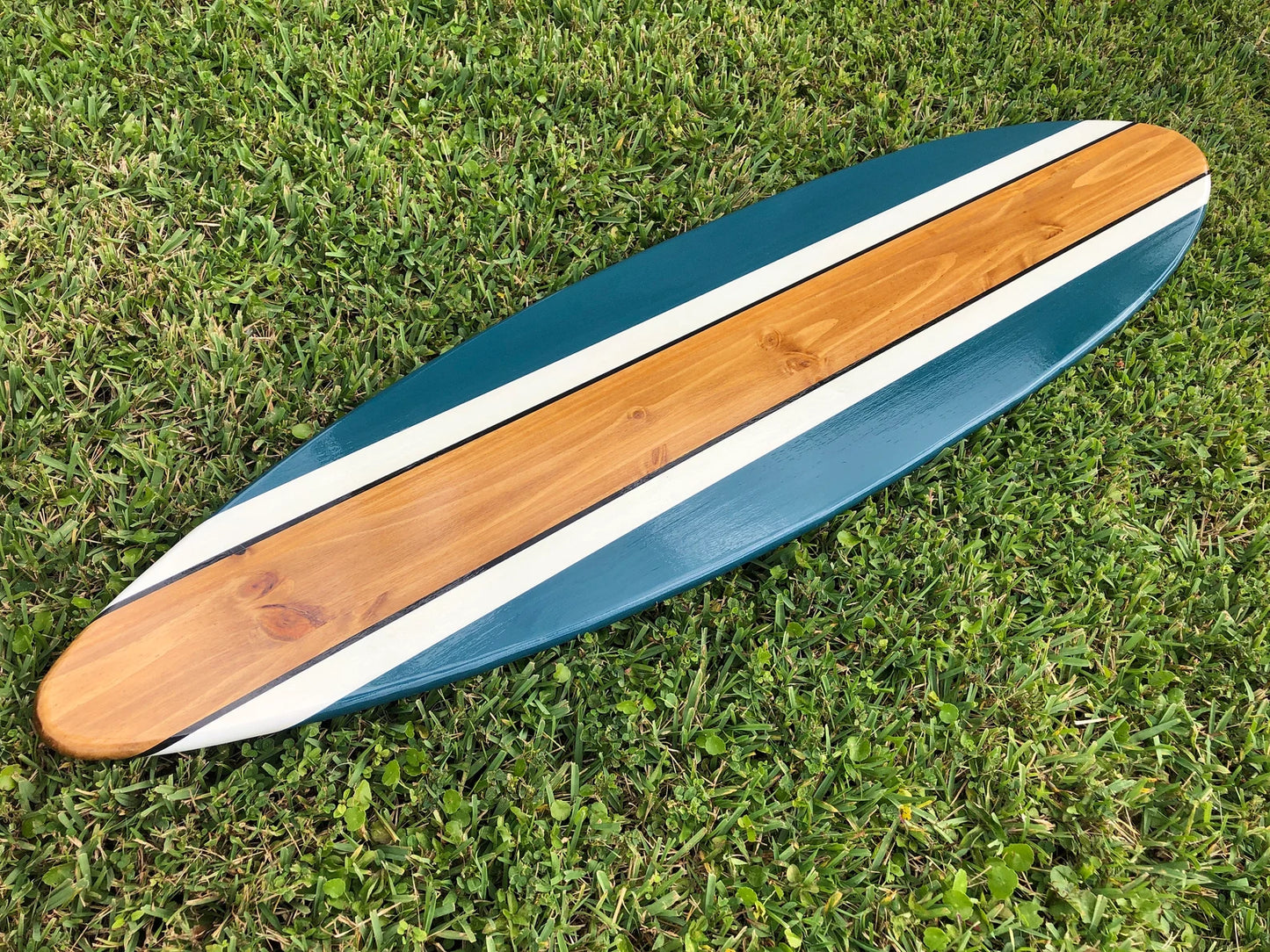 Seaside Blue Surfboard Wood Wall Art & Decor | Customizable | Surfboard Decor, Beach House Decor, Coastal Decor