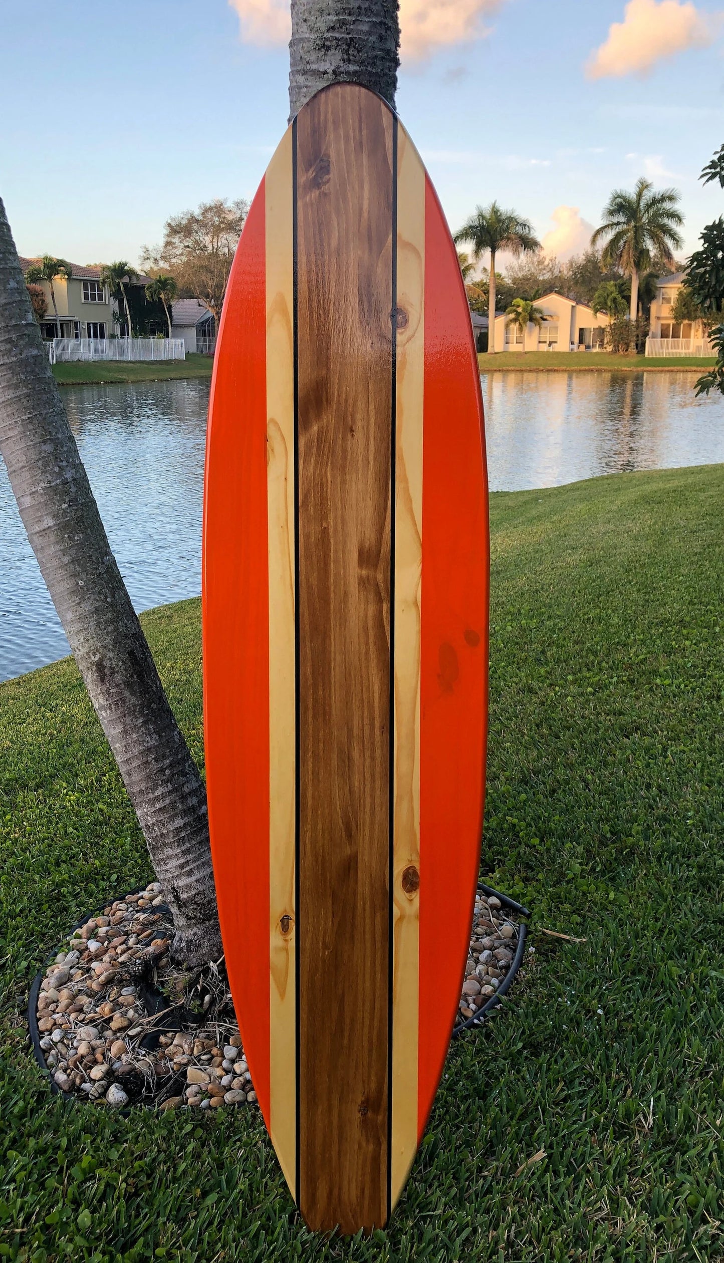 Orange Classic Vintage Style Surfboard Wood Wall Art & Decor | Customizable | Surfboard Decor, Beach House Decor, Coastal Decor