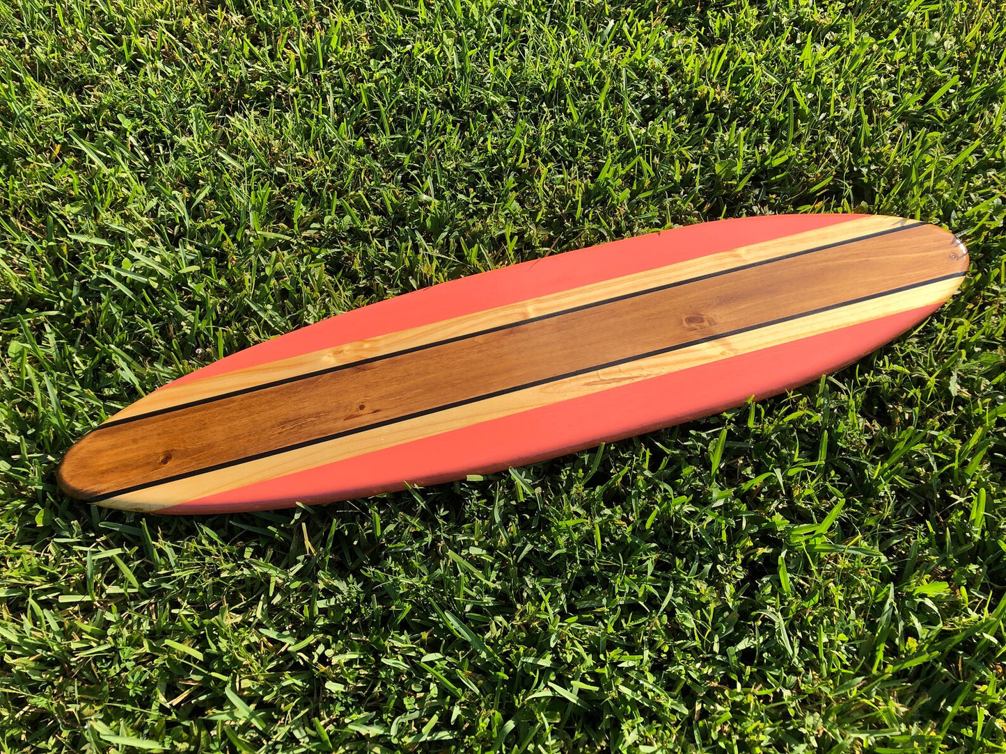 Coral Rail Surfboard Wood Wall Art & Decor | Customizable | Surfboard Decor, Beach House Decor, Coastal Decor