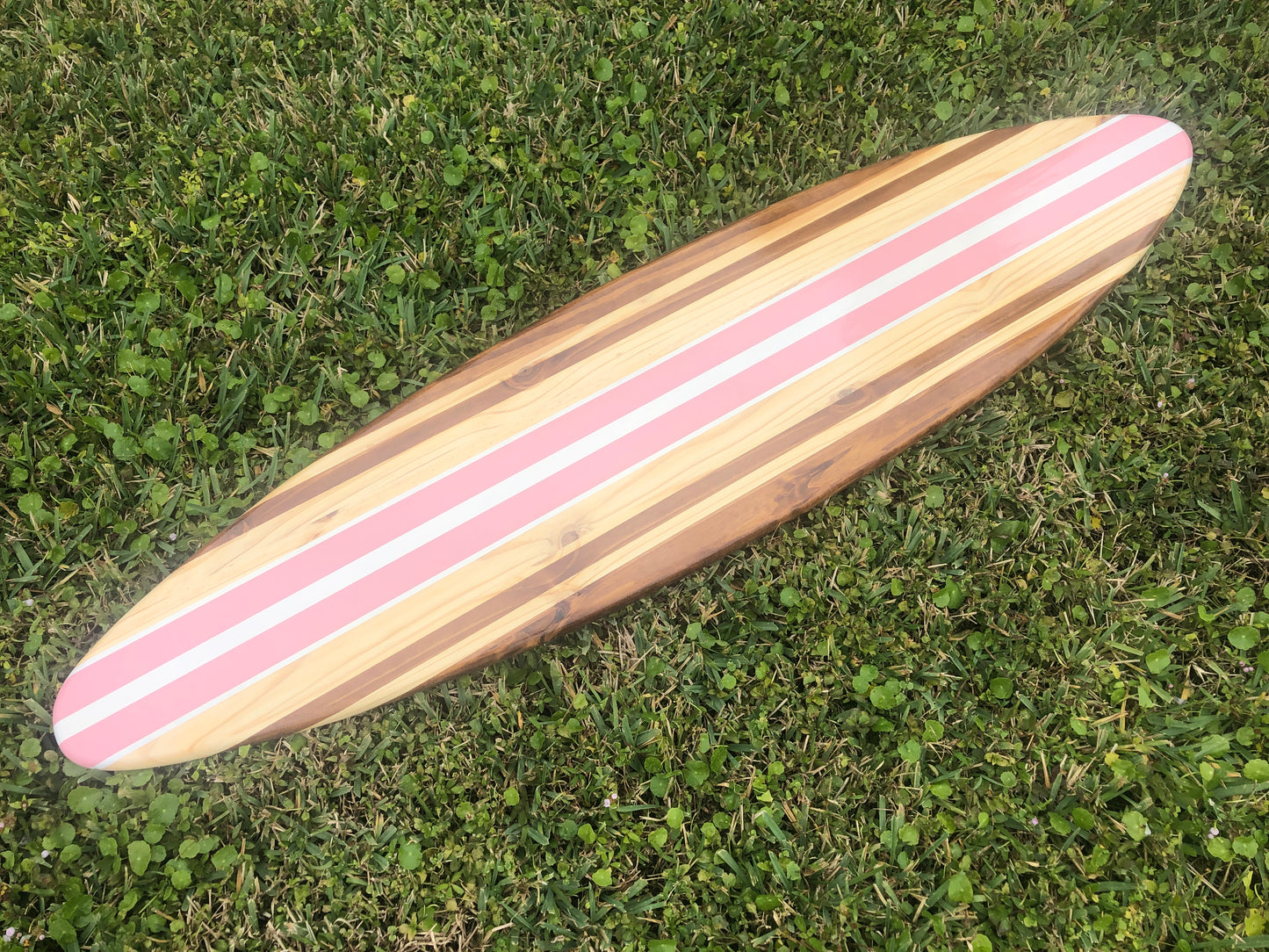 Bella Pink Wooden Surfboard Wall Art | Customizable Coastal Home Decor