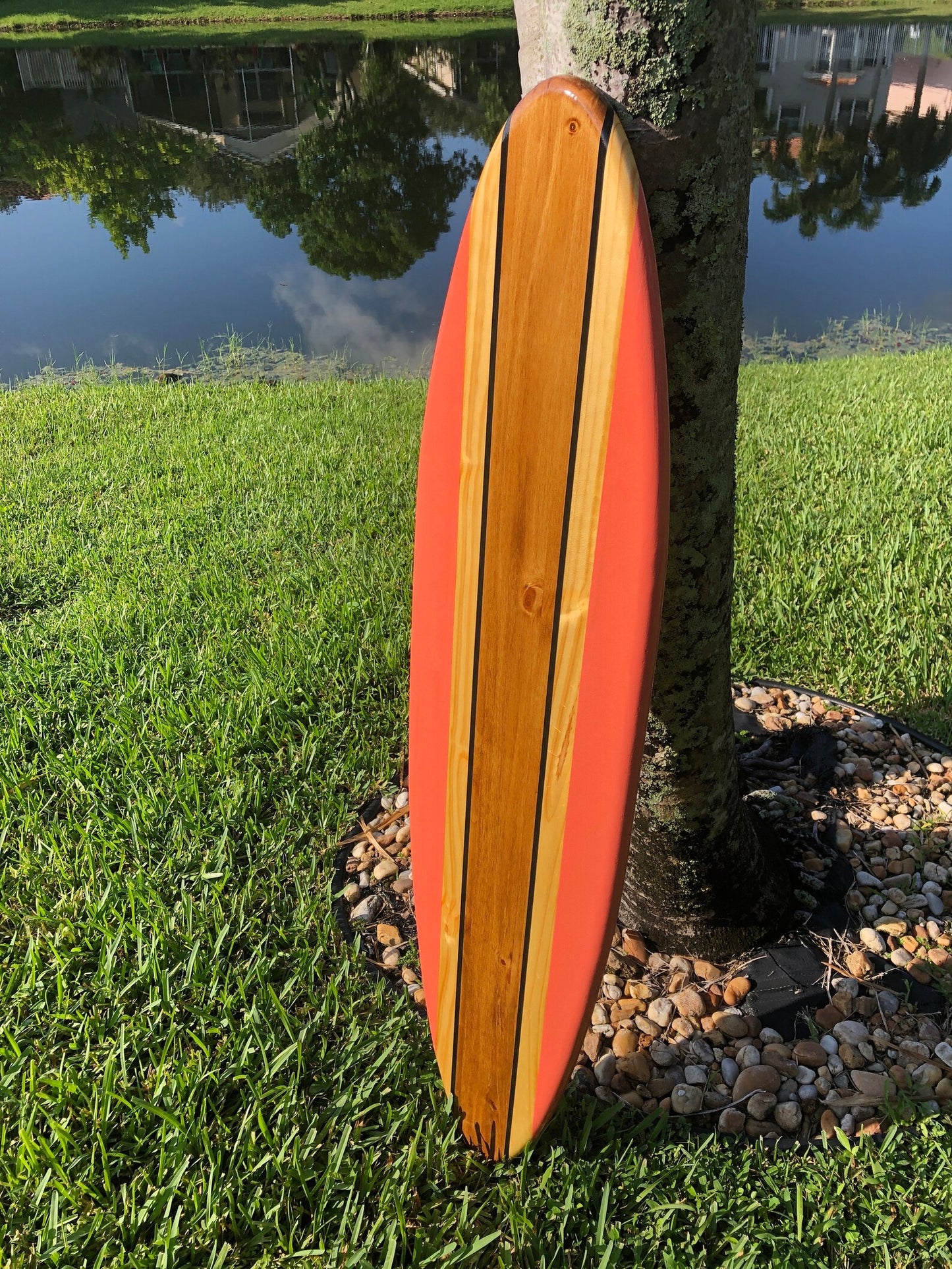 Coral Rail Surfboard Wood Wall Art & Decor | Customizable | Surfboard Decor, Beach House Decor, Coastal Decor