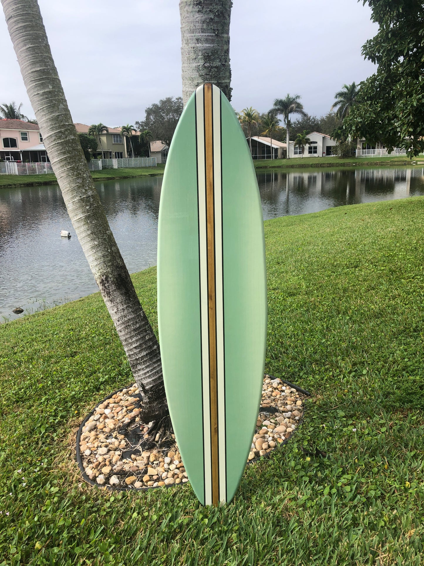 Smooth Sea Green Surfboard Wall Art & Decor | Customizable | Wood Surfboard Decor, Beach House Decor, Coastal Decor