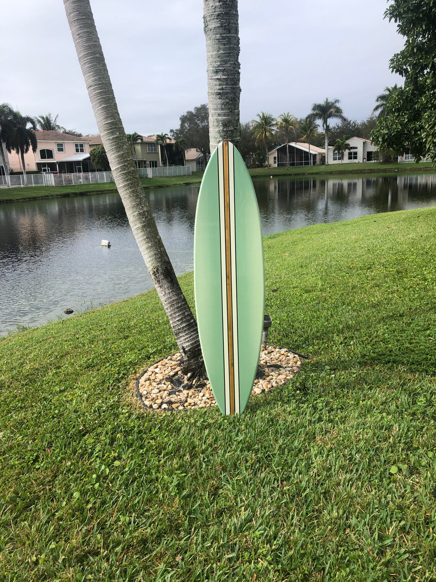 Smooth Sea Green Surfboard Wall Art & Decor | Customizable | Wood Surfboard Decor, Beach House Decor, Coastal Decor