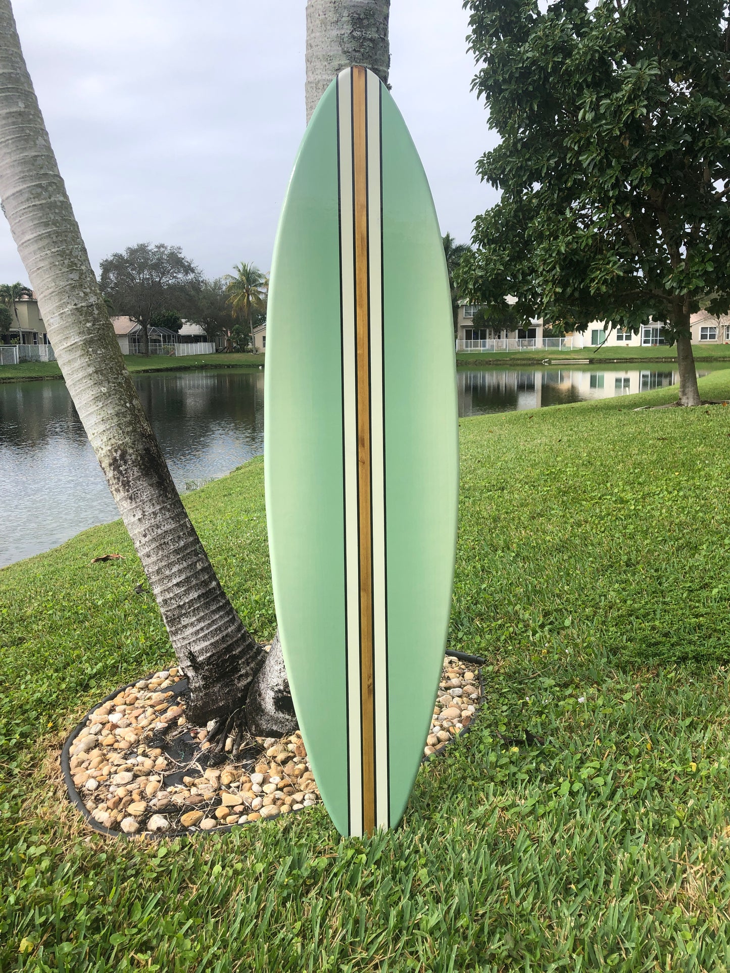 Smooth Sea Green Surfboard Wall Art & Decor | Customizable | Wood Surfboard Decor, Beach House Decor, Coastal Decor