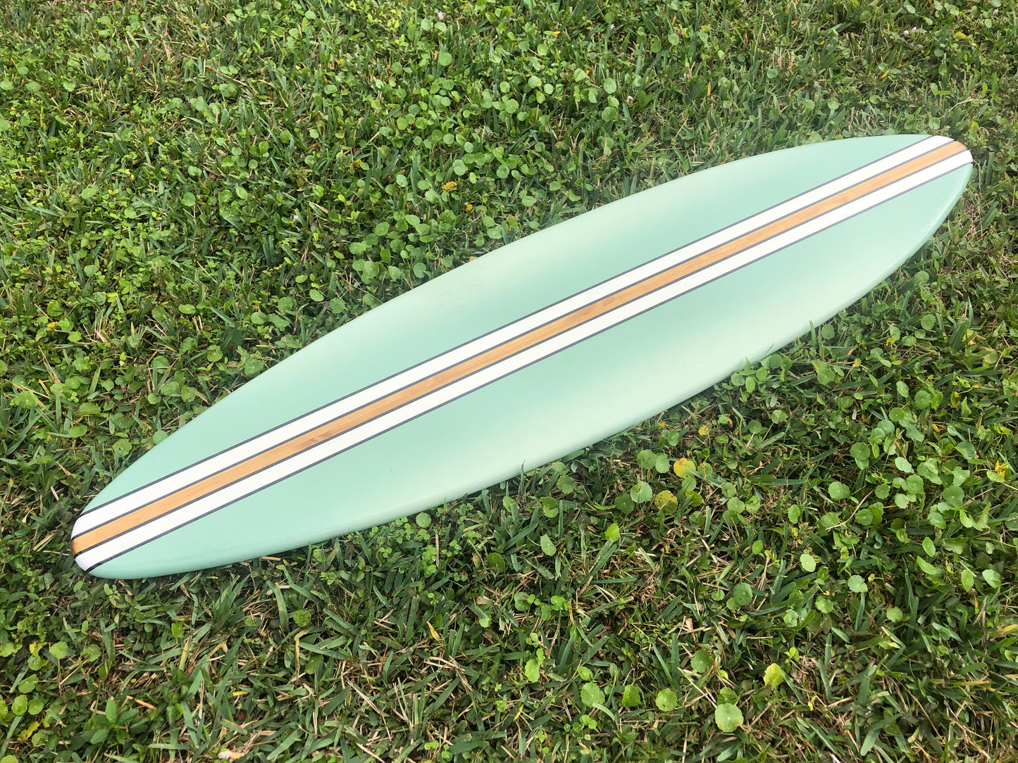 Smooth Sea Green Surfboard Wall Art & Decor | Customizable | Wood Surfboard Decor, Beach House Decor, Coastal Decor