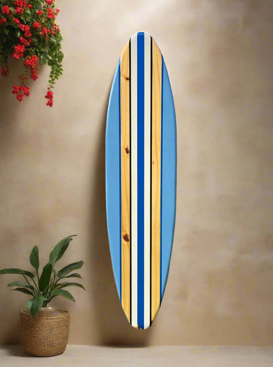 Blue Breeze Surfboard Wood Wall Art & Decor | Customizable | Surfboard Decor, Beach House Decor, Coastal Decor