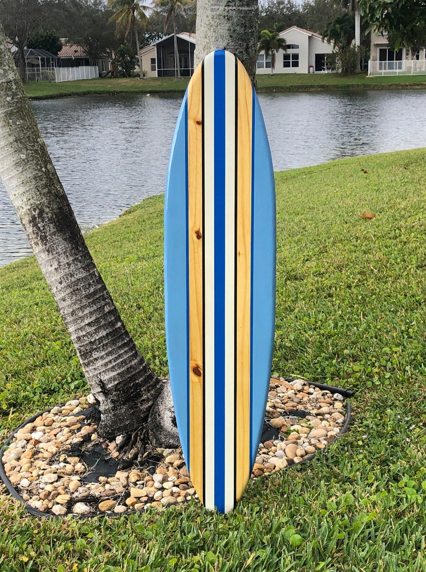 Blue Breeze Surfboard Wood Wall Art & Decor | Customizable | Surfboard Decor, Beach House Decor, Coastal Decor
