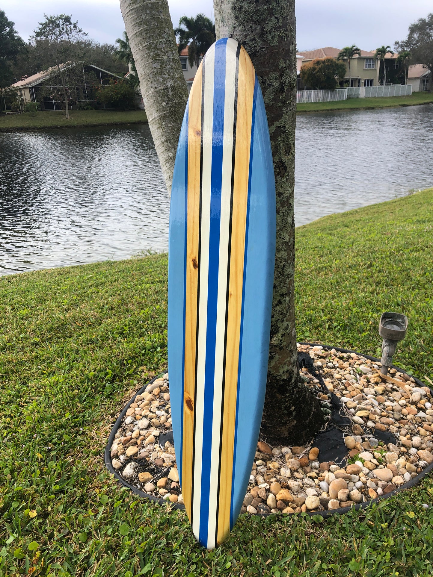 Blue Breeze Surfboard Wood Wall Art & Decor | Customizable | Surfboard Decor, Beach House Decor, Coastal Decor