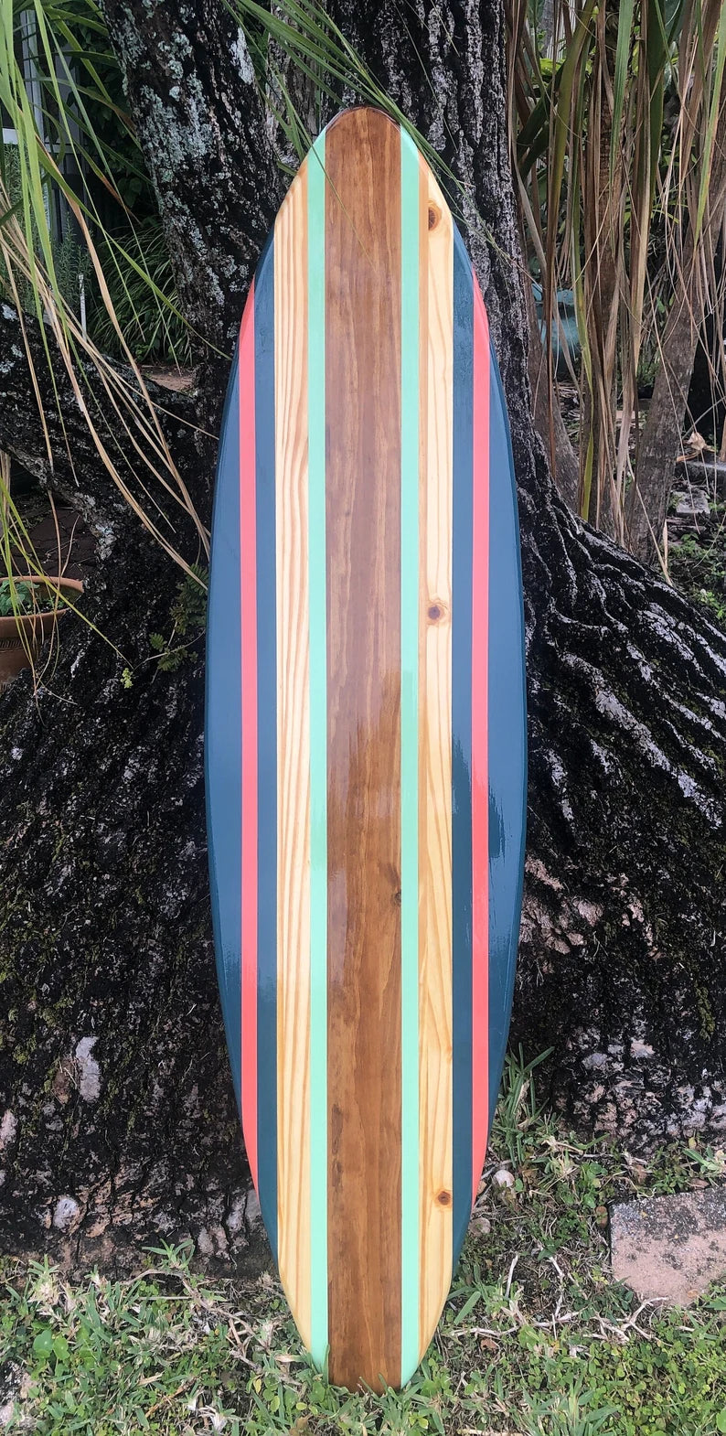 Tropical Wooden Surfboard Artwork Wall Decor- 2-6 foot Sizes Available- Beach House Decor, Office Decor, Beach Vibes