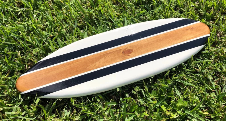 Classic Black & White Twist Wooden Surfboard Artwork Wall Decor- 2-6 foot Sizes Available- Beach House Decor, Office Decor, Beach Vibes (Copy)