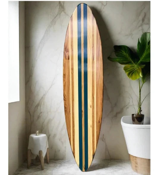 Blue Twist Surfboard Wall Art & Decor | Customizable | Wood Surfboard Decor, Beach House Decor, Coastal Decor