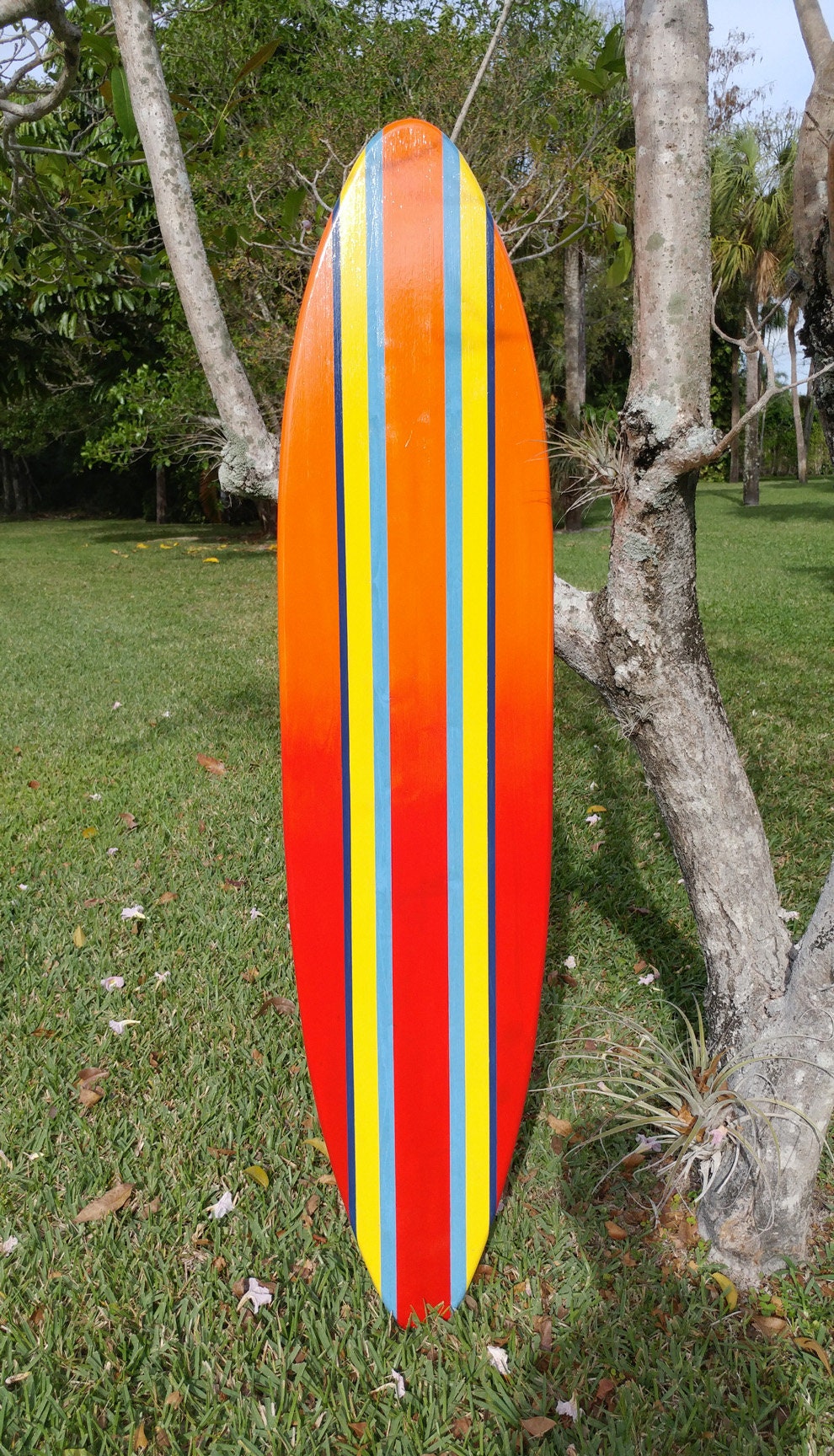 Sunrise Classic Surfboard Wall Art & Decor | Customizable | Wood Surfboard Decor, Beach House Decor, Coastal Decor
