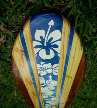 Blue Tropical Classic Solid Wood Surfboard Wall Art- Longboard Beach Home Decor- Beach House, Tropical Theme, Tiki Bar, Surfer Vibes