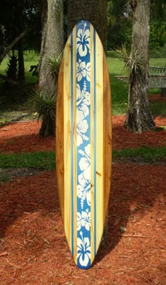 Blue Tropical Classic Solid Wood Surfboard Wall Art- Longboard Beach Home Decor- Beach House, Tropical Theme, Tiki Bar, Surfer Vibes