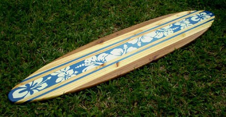 Blue Tropical Classic Solid Wood Surfboard Wall Art- Longboard Beach Home Decor- Beach House, Tropical Theme, Tiki Bar, Surfer Vibes