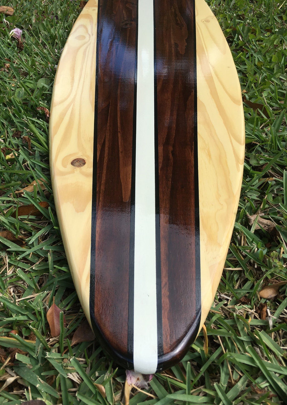Chocolate Taper Wooden Surfboard Wall Art Home Decor- Customizable 4-6 foot Sizes Available- Handmade Modern Beach House Surfboard Decor