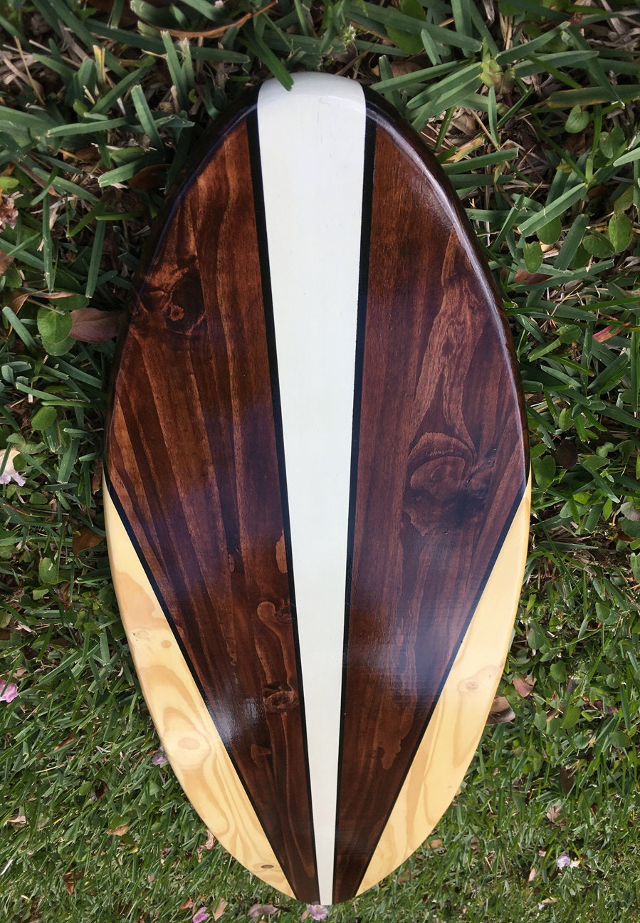 Chocolate Taper Wooden Surfboard Wall Art Home Decor- Customizable 4-6 foot Sizes Available- Handmade Modern Beach House Surfboard Decor