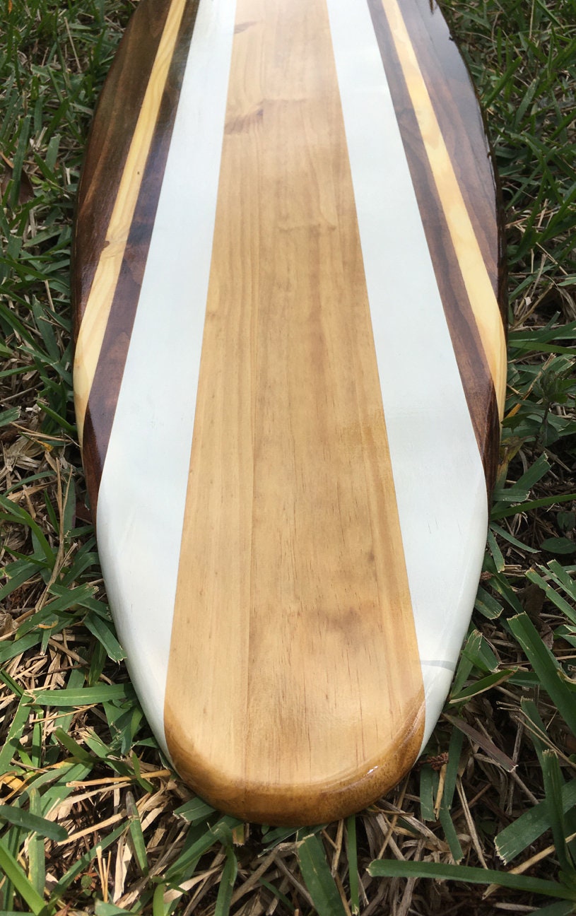 Chocolate Two Tone Wooden Surfboard Wall Art Home Decor- Customizable 2-6 foot Sizes Available- Modern Handmade Surfboard Beach House Decor