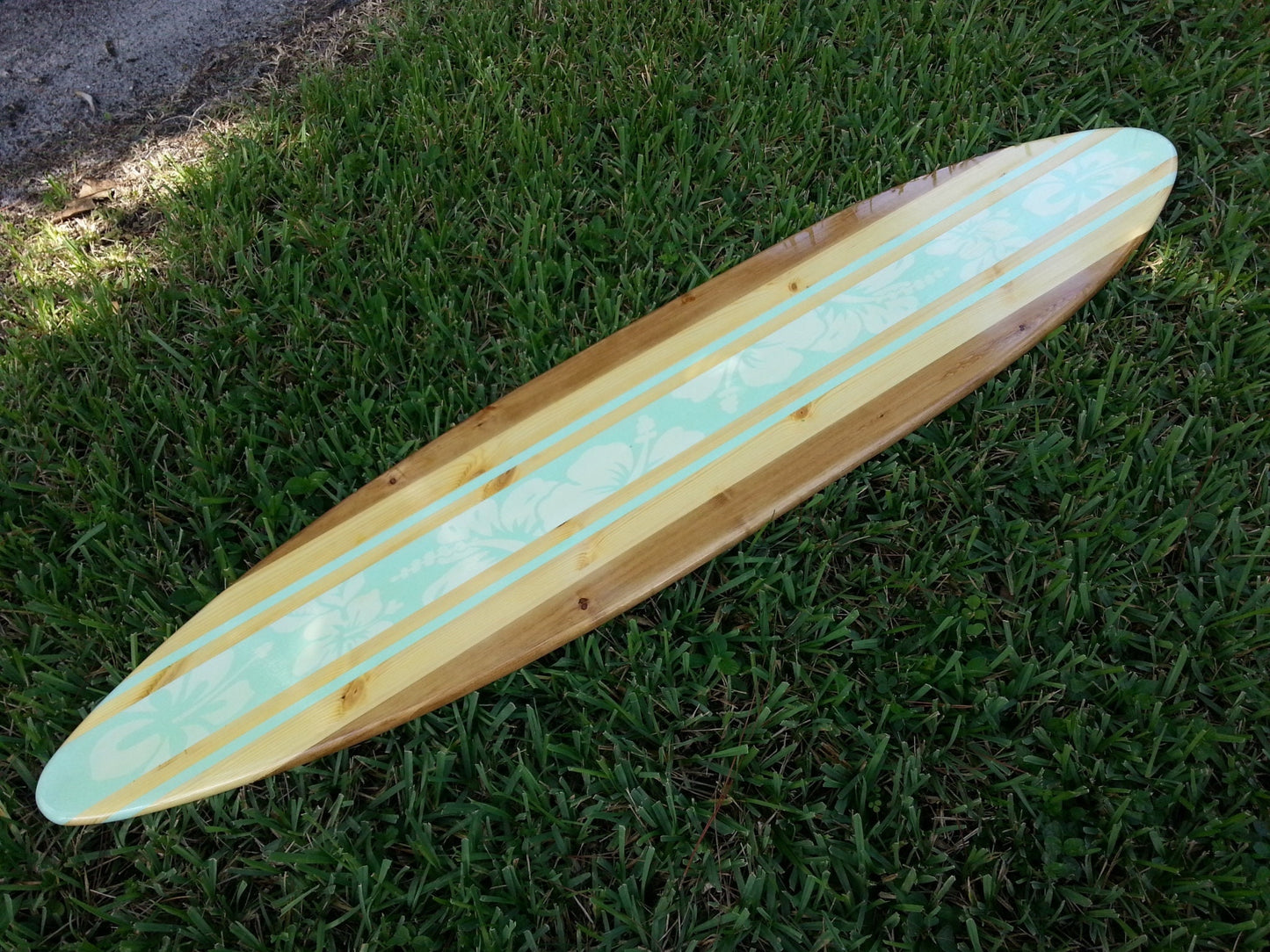 Tropical Teal Surfboard Wood Wall Art & Decor | Customizable | Surfboard Decor, Beach House Decor, Coastal Decor, Beach House Tropical Art