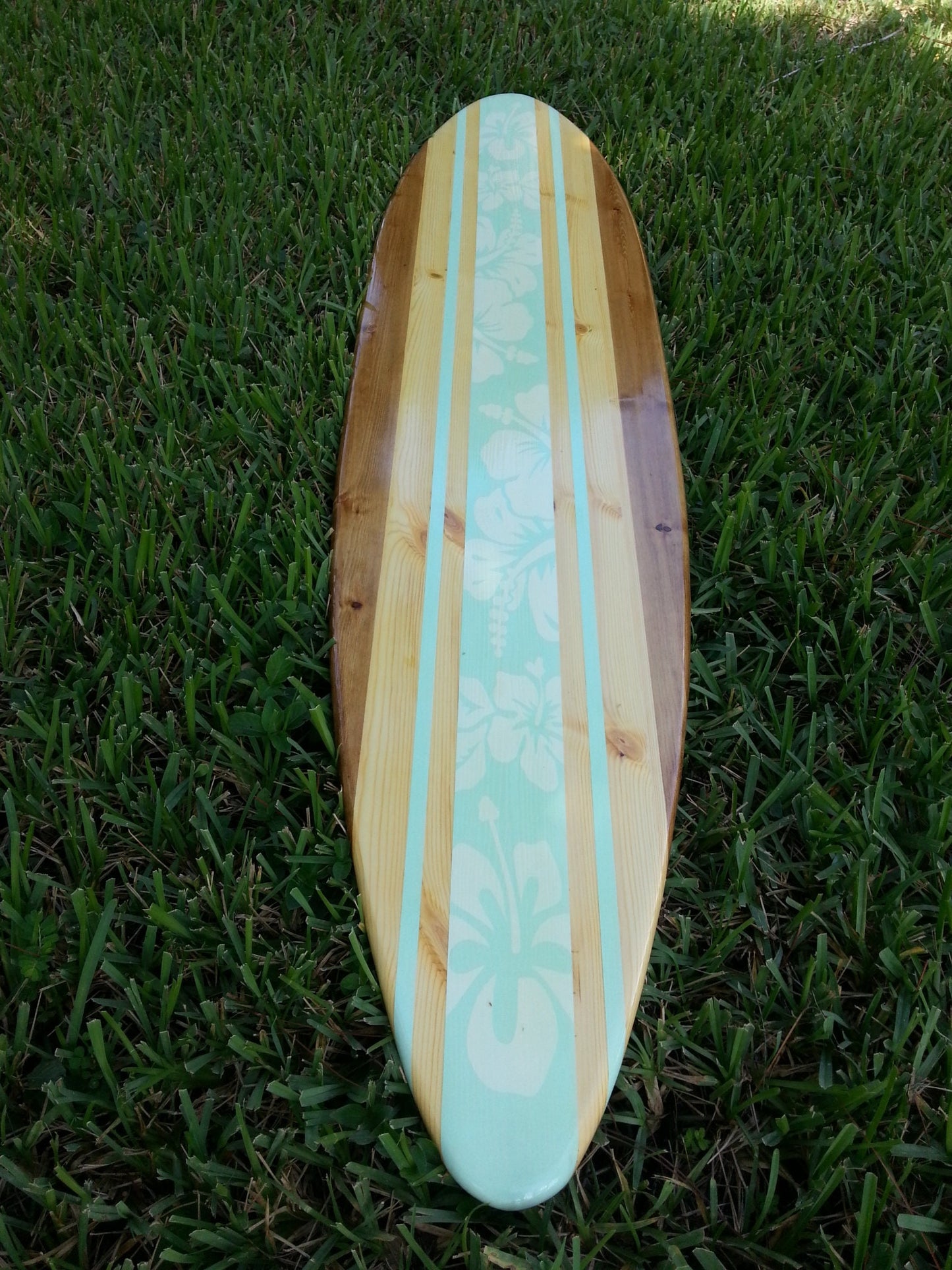 Tropical Teal Surfboard Wood Wall Art & Decor | Customizable | Surfboard Decor, Beach House Decor, Coastal Decor, Beach House Tropical Art