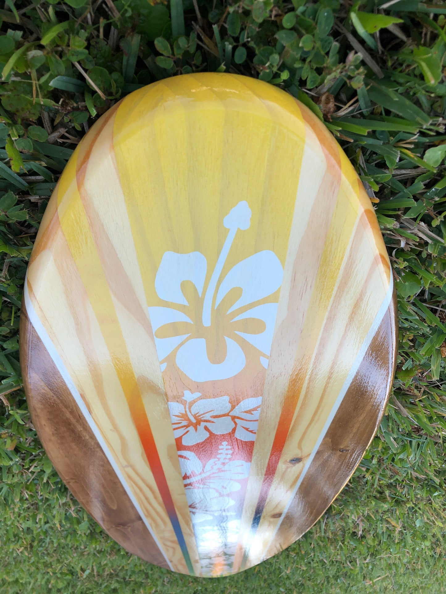 Tropical Blend Surfboard Wood Wall Art & Decor | Customizable | Wood Surfboard Decor, Beach House Decor, Coastal Decor