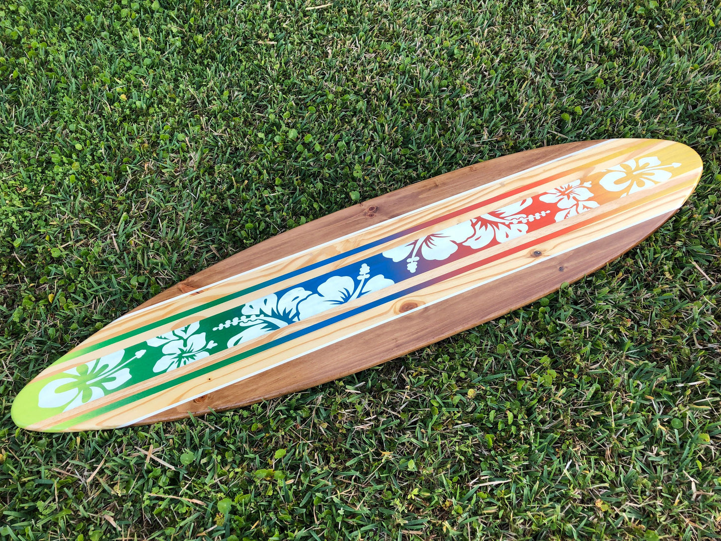 Tropical Blend Surfboard Wood Wall Art & Decor | Customizable | Wood Surfboard Decor, Beach House Decor, Coastal Decor