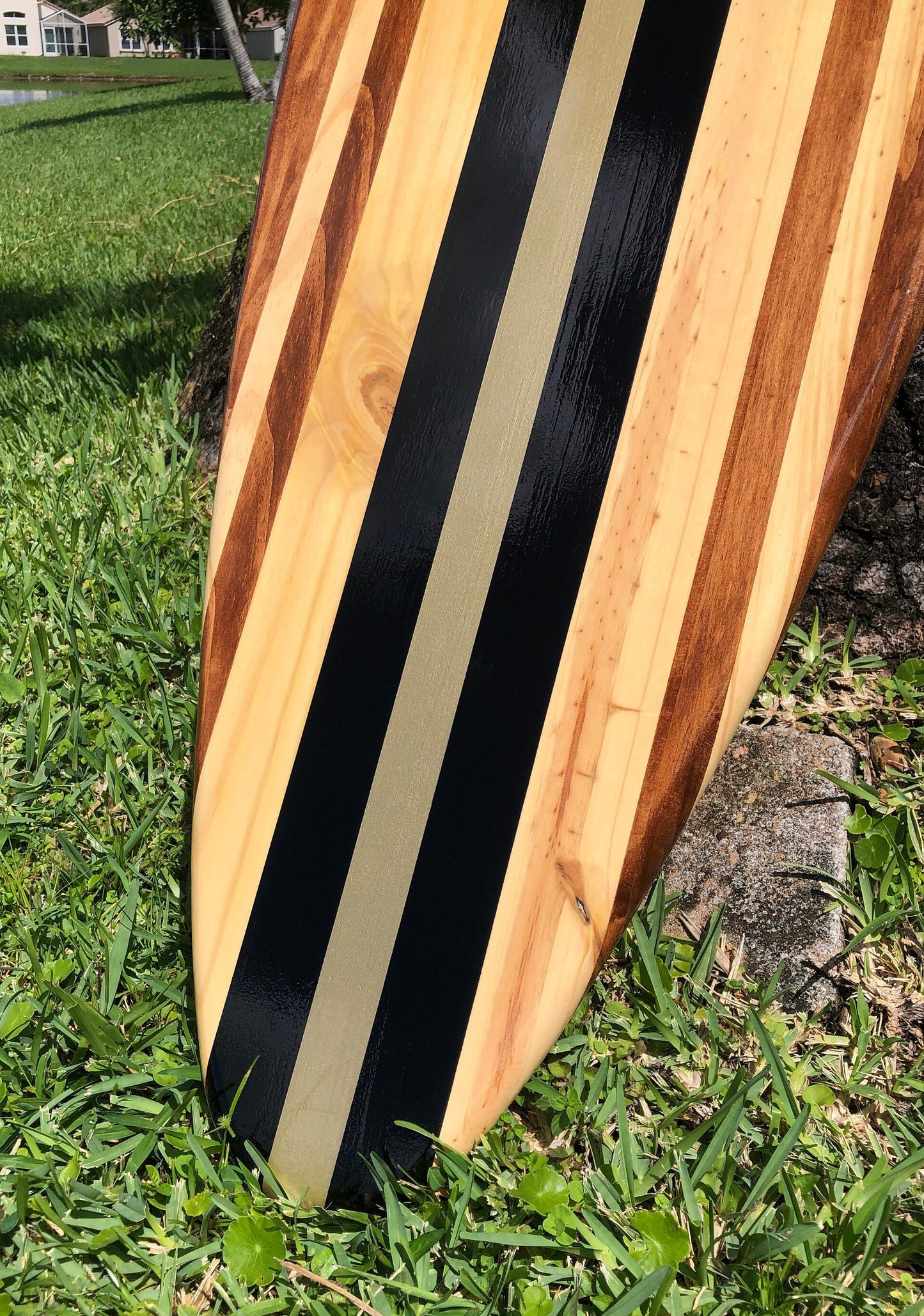 Black & Gold Luxe Wooden Surfboard Wall Art Luxury Coastal Home Decor | Customizable| Beach House Decor, Nautical, Coastal Decor