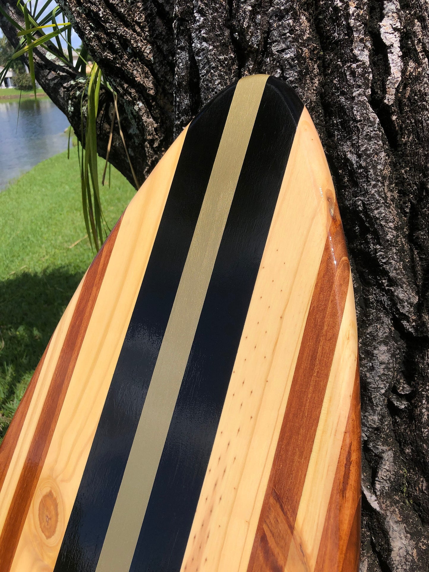 Black & Gold Luxe Wooden Surfboard Wall Art Luxury Coastal Home Decor | Customizable| Beach House Decor, Nautical, Coastal Decor