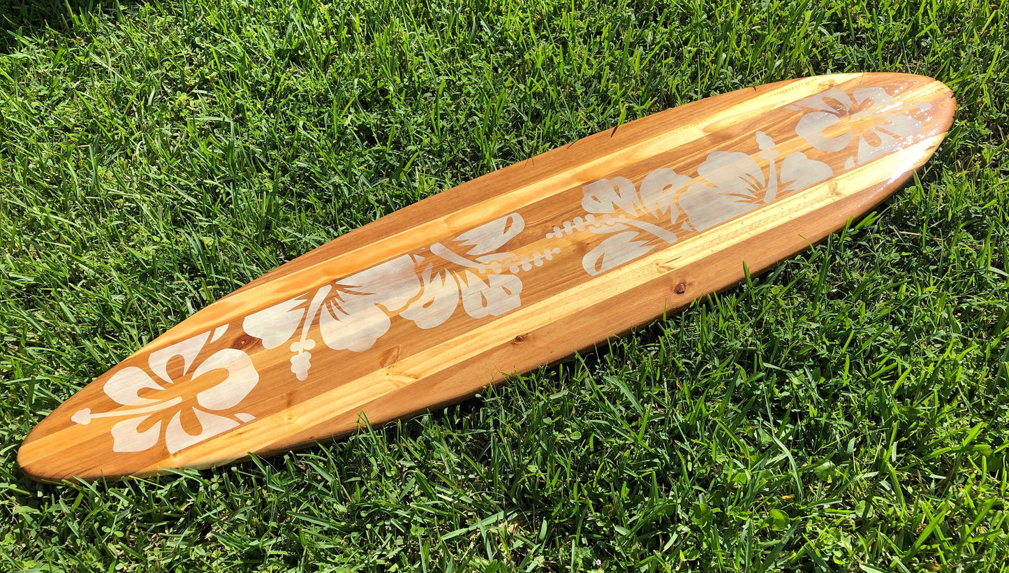 Natural Vintage Distressed Style Surfboard Wood Wall Art & Decor | Customizable | Surfboard Decor, Beach House Decor, Coastal Decor