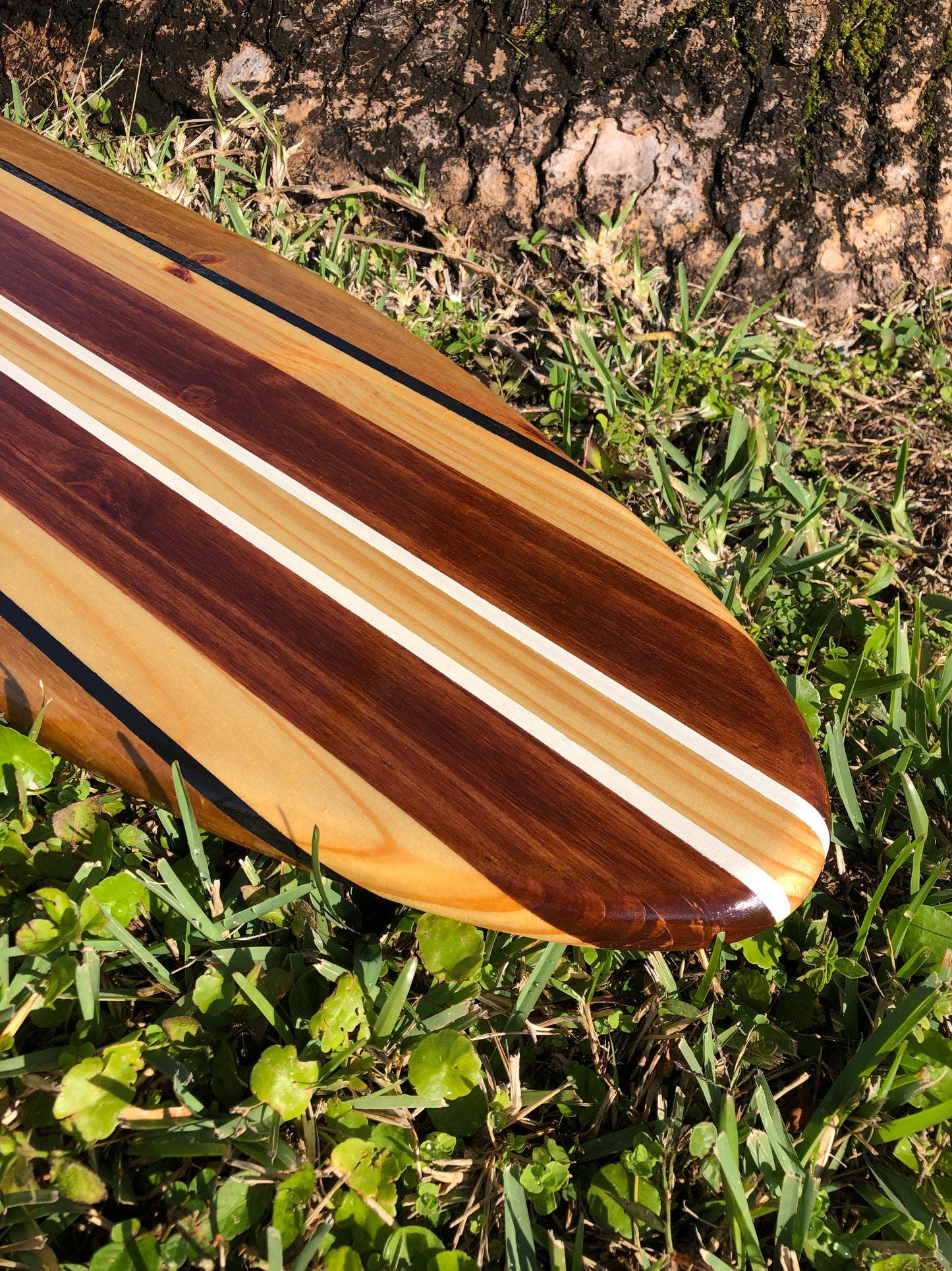 Vintage Pinstripe Surfboard Wood Wall Art & Decor | Customizable | Surfboard Decor, Beach House Decor, Coastal Decor