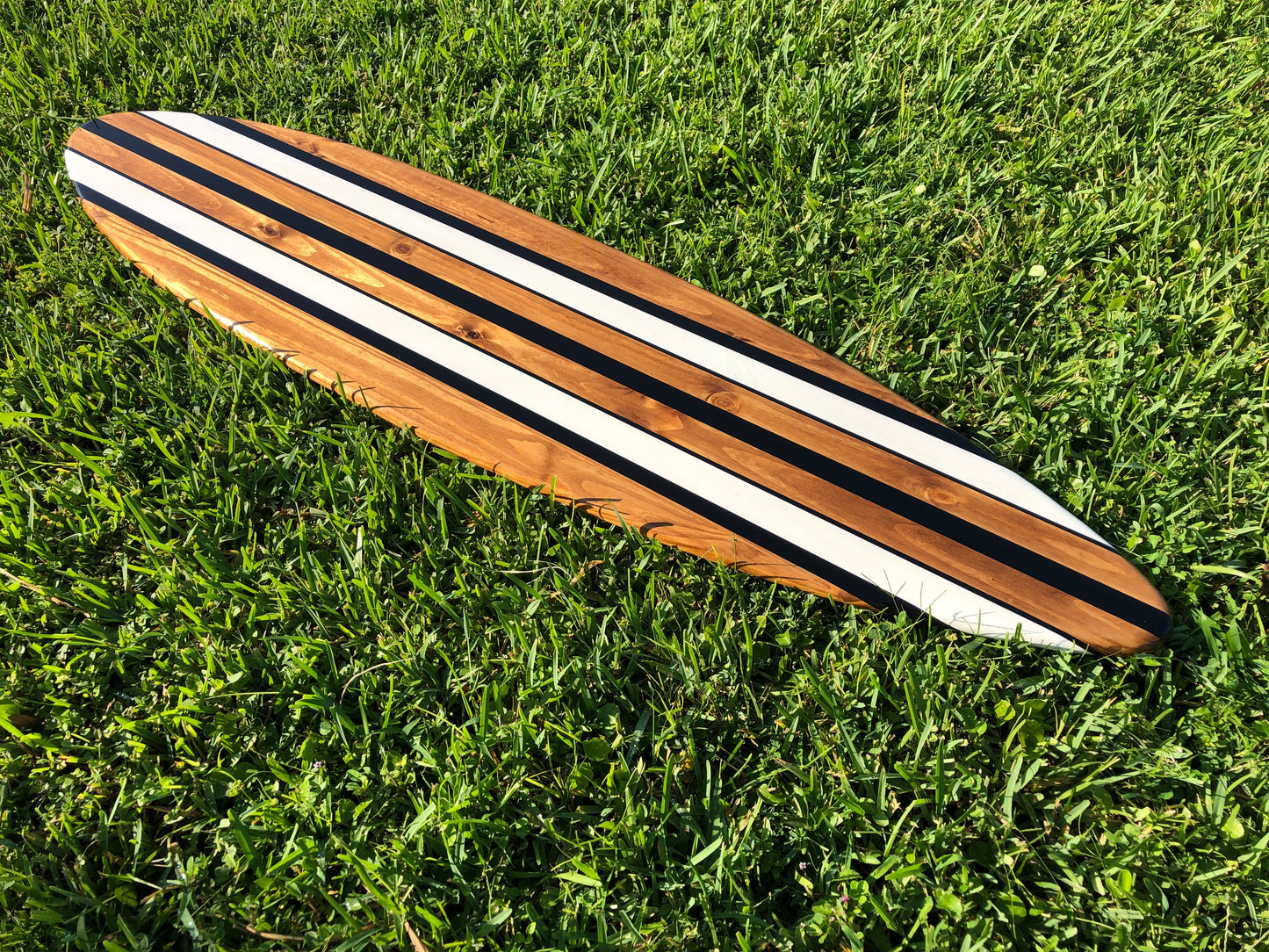 Vintage Black & White Twist Wood Surfboard Wall Art Home Decor | Customizable | Luxury Coastal Decor, Decorative Surfboard, Surfboard Art