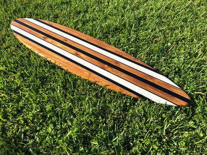 Vintage Black & White Twist Wood Surfboard Wall Art Home Decor | Customizable | Luxury Coastal Decor, Decorative Surfboard, Surfboard Art