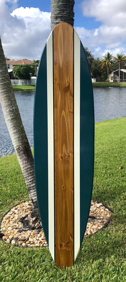 Seaside Blue Surfboard Wood Wall Art & Decor | Customizable | Surfboard Decor, Beach House Decor, Coastal Decor