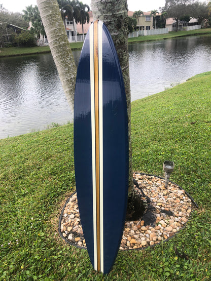 Deep Blue Dreams Wooden Surfboard Wall Art | Customizable Coastal Decor, Surfboard Decor