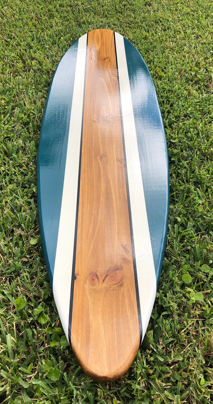 Seaside Blue Surfboard Wood Wall Art & Decor | Customizable | Surfboard Decor, Beach House Decor, Coastal Decor