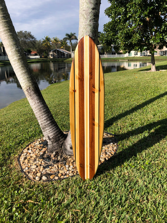Vintage Pinstripe Surfboard Wood Wall Art & Decor | Customizable | Surfboard Decor, Beach House Decor, Coastal Decor
