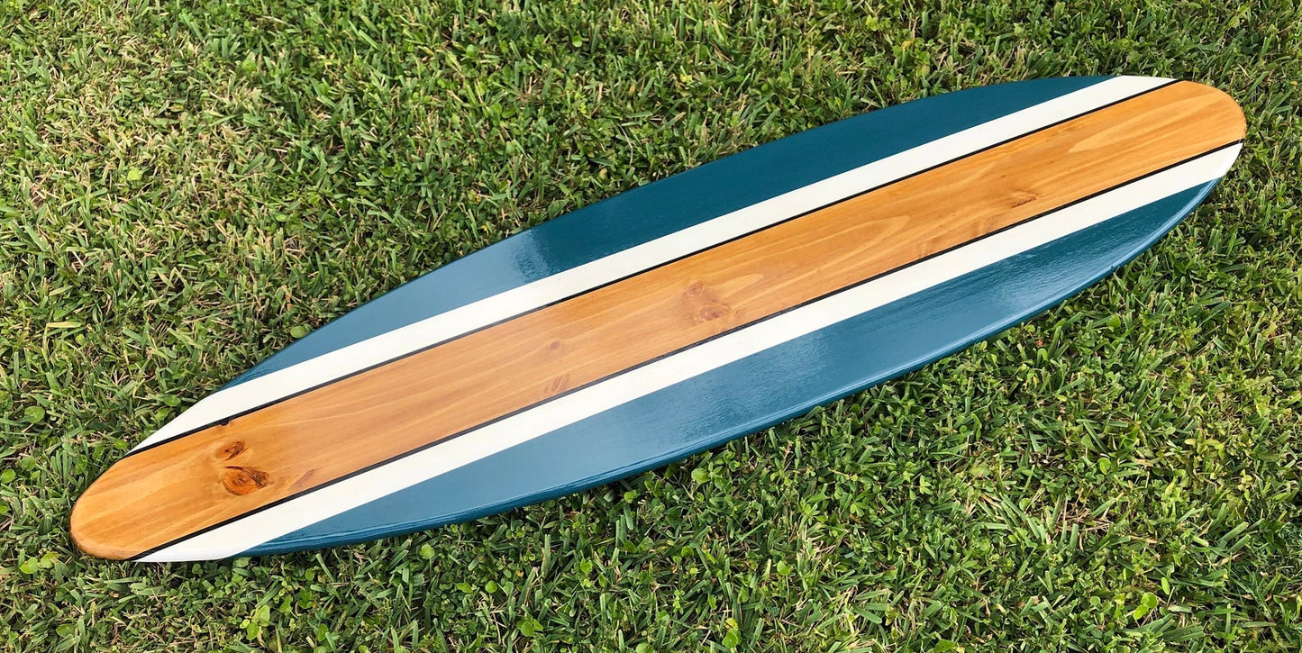 Seaside Blue Surfboard Wood Wall Art & Decor | Customizable | Surfboard Decor, Beach House Decor, Coastal Decor